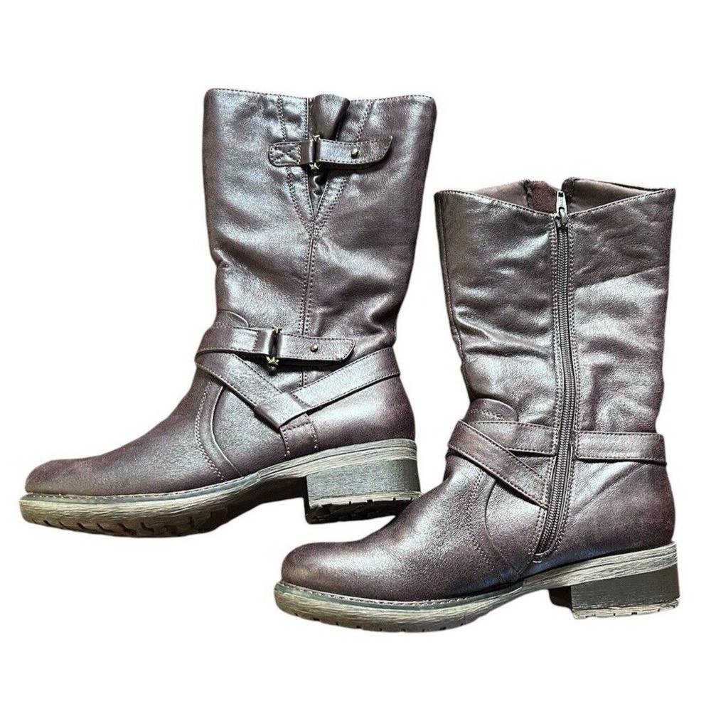 Bear Traps Harly Brown Chocolate Boots Women's Size 8 Straps and Rivets New